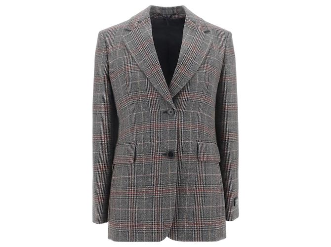 Blazer Prada de lana Prince de Galles Castaño Roja Gris