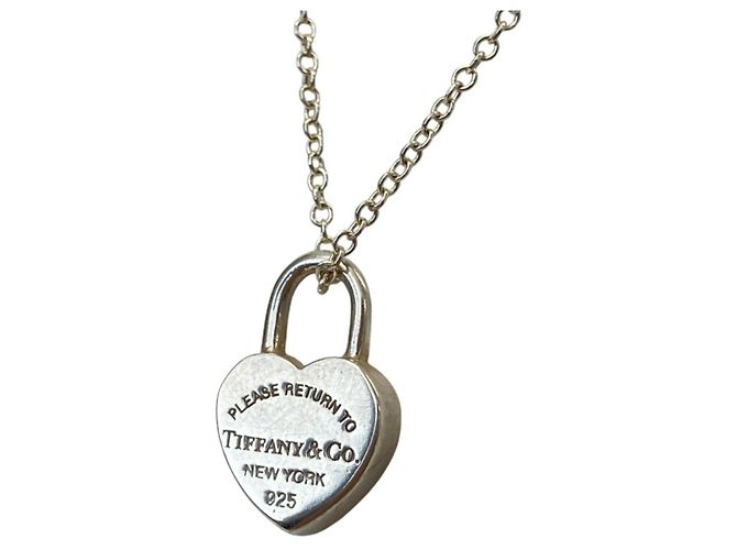 Autre Marque Tiffany & Co. Return to Heart Lock Necklace Silvery