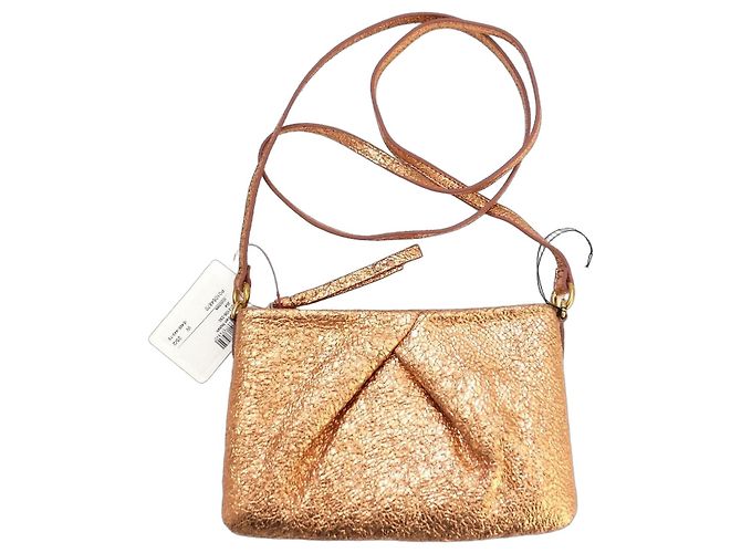 Dries Van Noten Metallic Crinkle-Leder Tasche Roségold Golden