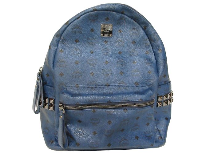 Zaino MCM Stark Visetos con borchie laterali Blu navy