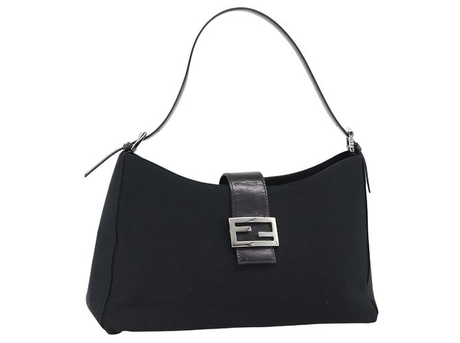 Borsa Fendi Mamma Baguette Canvas medium Nero