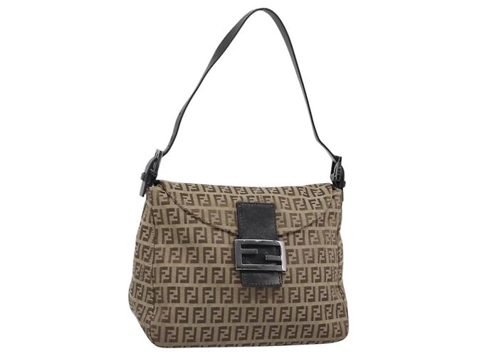 Borsa Fendi Mamma Baguette Canvas medium Beige