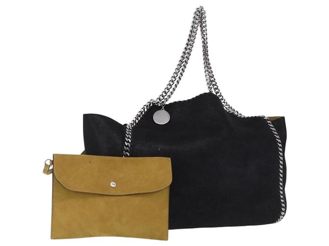 Stella Mc Cartney Stella MacCartney Chain Tote Bag polyester Black Silver 507185 Auth 206136A Schwarz Silber