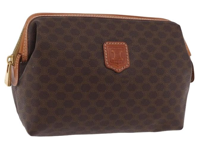 Céline Pouch CELINE Macadam Canvas PVC Brown Gold Tone Auth mr3008A Marrone