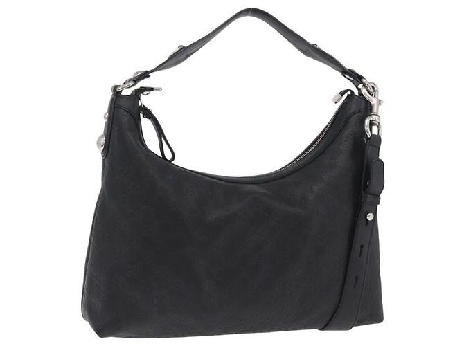 Bolso de hombro GUCCI GuccissimaGG de piel 2way Negro Plata 232961 Auth mr3044A