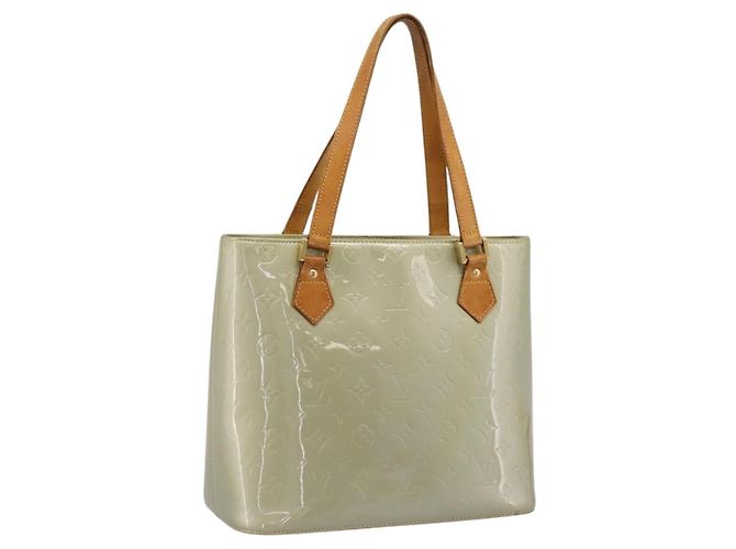 Bolsa de mão LOUIS VUITTON Monogram Vernis Houston Gris M91053 LV Auth ep15992 Cinza