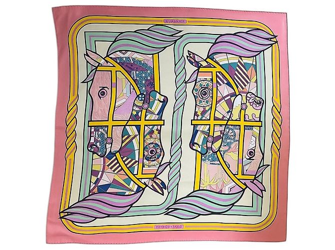 Pañuelo Hermès Quadrige rose Rosa