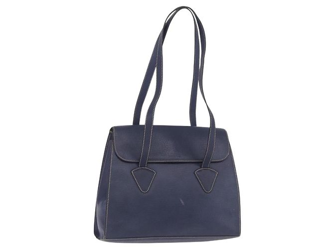 Bolso Tote LOEWE Piel Gold Blue Auth bs37329 Azul Dorado