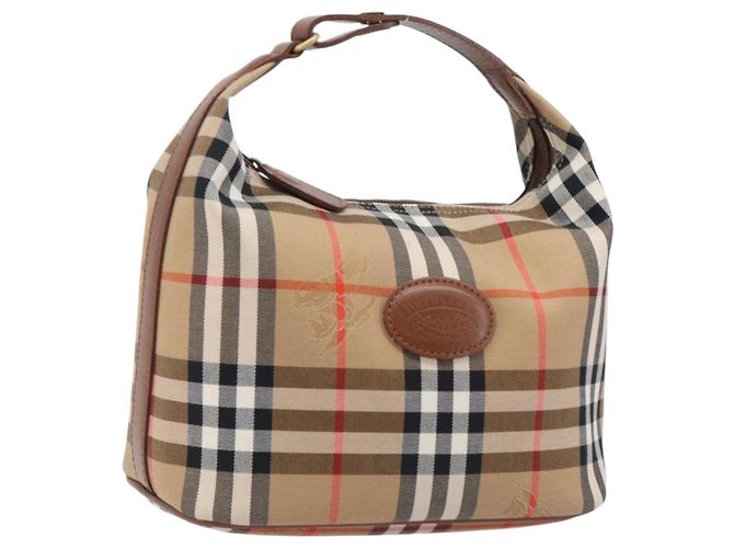 Sac à main Burberrys Nova Check Canvas Beige Gold Auth ep16229 Doré