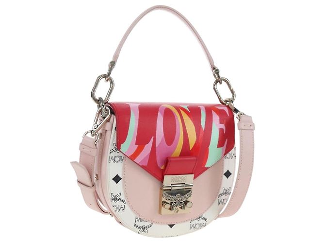 Borsa a tracolla MCM Vicetos Tracy PVC Pelle Rosa Argento Auth 205914V