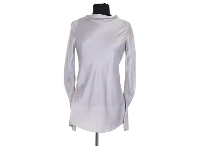 Blusa de seda gris Yves Saint Laurent
