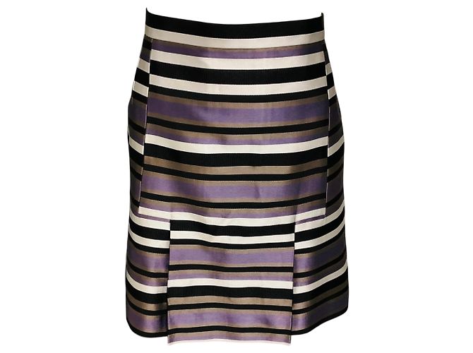 Gonna in seta a righe multicolore viola / nero Louis Vuitton Porpora
