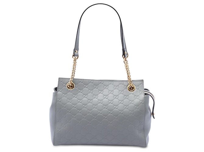 Bolsa de Ombro Macia Gucci Medium Guccissima Cinza