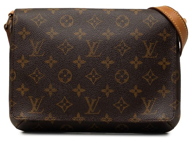 Bolsa de Ombro Louis Vuitton Monogram Musette Tango Castanha com Alça Curta Marrom