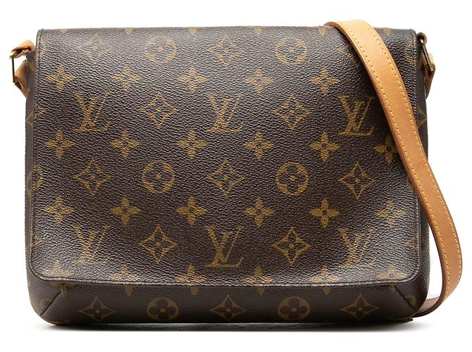 Borsa a tracolla Louis Vuitton Monogram Musette Tango marrone con tracolla lunga