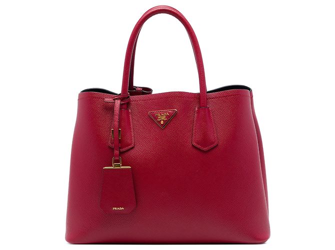 Red Prada Medium Saffiano Cuir Double Satchel