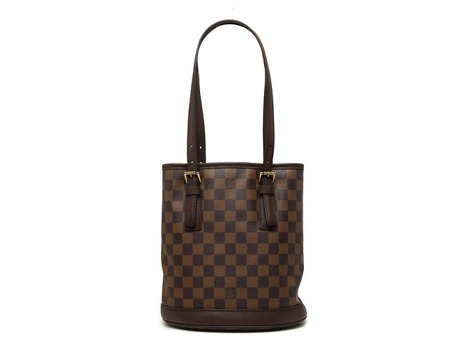 Bucket Saco Balde Louis Vuitton Damier Ebene Marais Castanho Marrom
