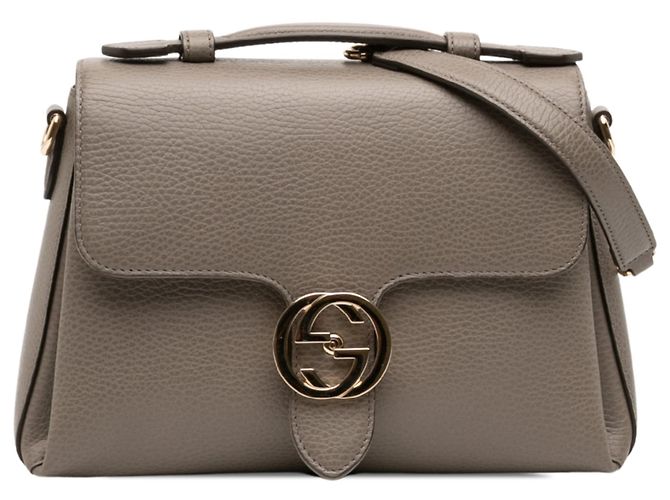 Borsa Satchel Gucci Small Dollar Calf Interlocking G Marrone