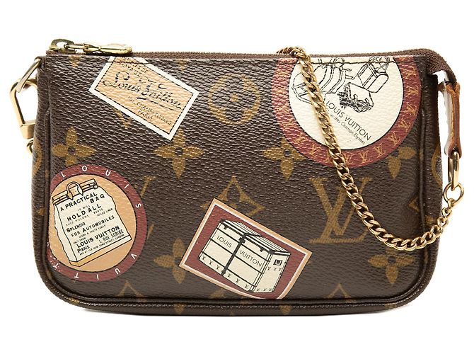 Sac à main Louis Vuitton Monogram Trunks and Bags Patch Mini Pochette Accessoires Marron