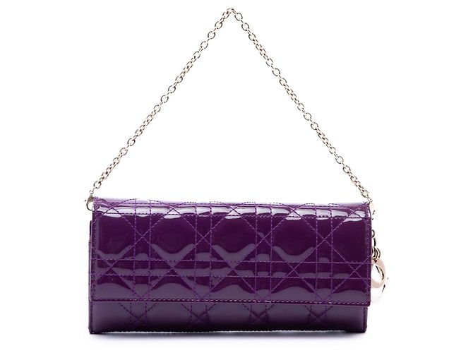 Autre Marque Lady Dior Wallet On Chain Handtasche aus Lackleder Cannage in Lila Dior