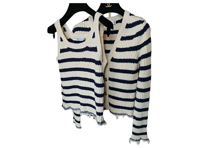 Ensemble Dior en maille rayée coton gilet et cardigan Multicolore