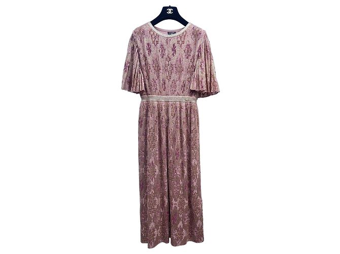 Vestido Chanel de seda con estampado floral multicolor