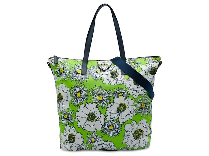 Bolsa Satchel Prada Tessuto Stampato Verde