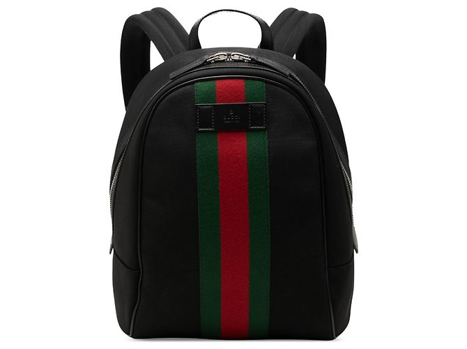 Black Gucci Techno Canvas Web Backpack