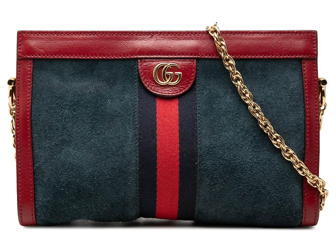 Borsa a tracolla Gucci Small Suede Web Ophidia Chain Blu