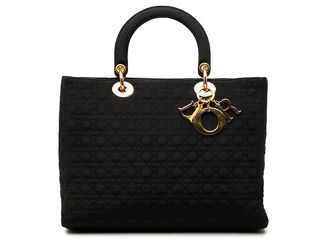 Autre Marque Borsa Lady Dior Satchel Large in nylon Microcannage nero Dior