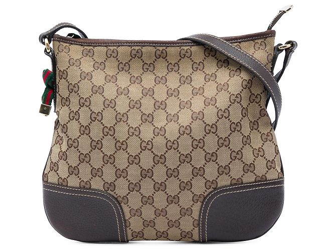 Borsa a tracolla Gucci GG Canvas Web Princy Beige
