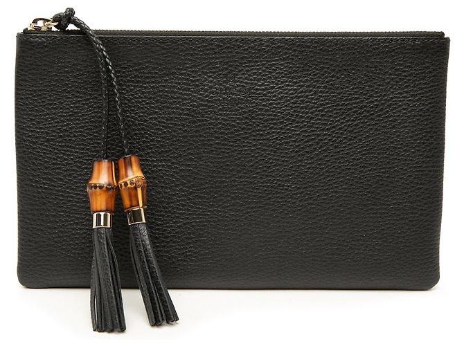 Bamboo Clutch Gucci de piel de becerro negra con bambú Negro