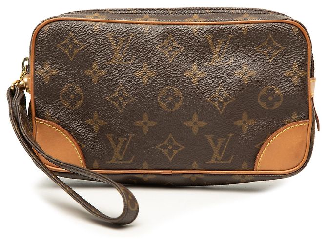 Louis Vuitton Monogram Marly Dragonne PM Clutch Bag Braun