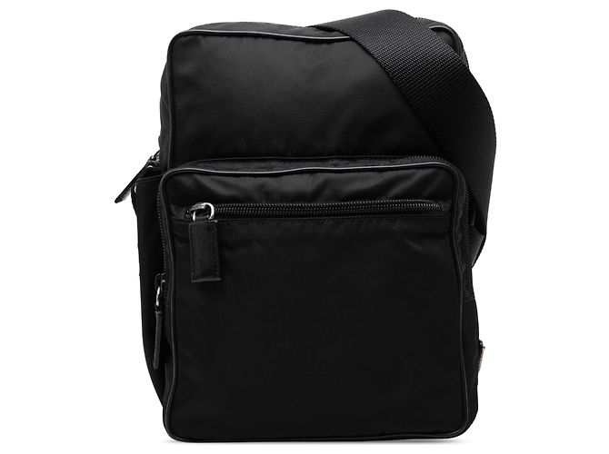 Borsa a tracolla Prada Tessuto nera con zip Nero