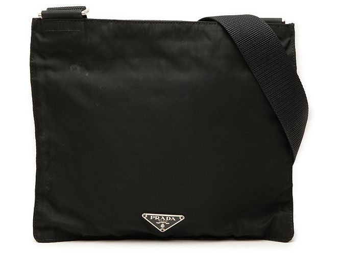 Borsa a tracolla Prada Tessuto nera con zip Nero