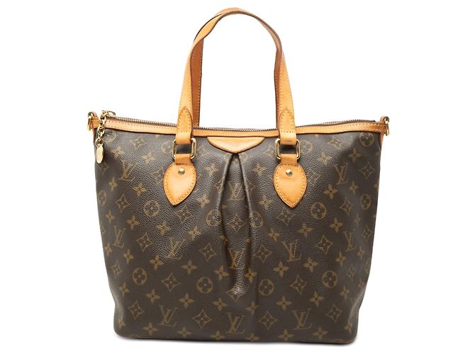 Bolsa Satchel Louis Vuitton Monogram Palermo PM Castanha Marrom