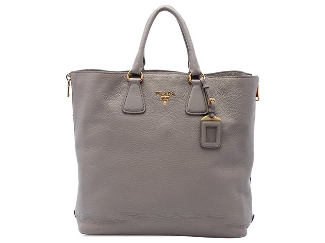 Sac Tote Prada Vitello Daino avec fermeture éclair latérale, Gris