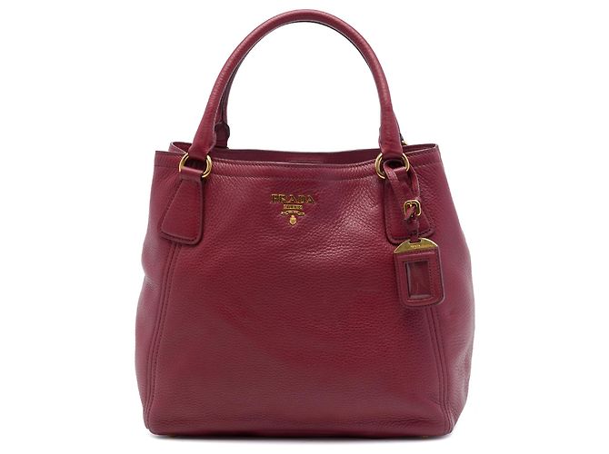 Sac cabas convertible ouvert Prada Vitello Daino rouge