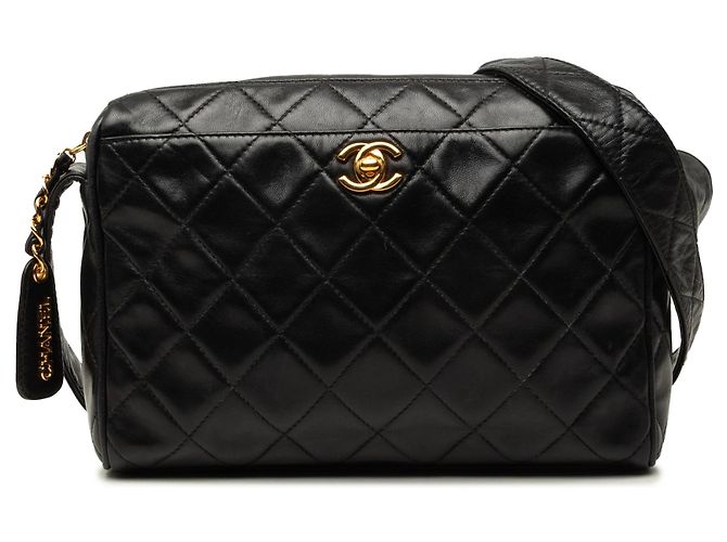 Black Chanel CC gesteppte Lammleder Camera Bag Schwarz