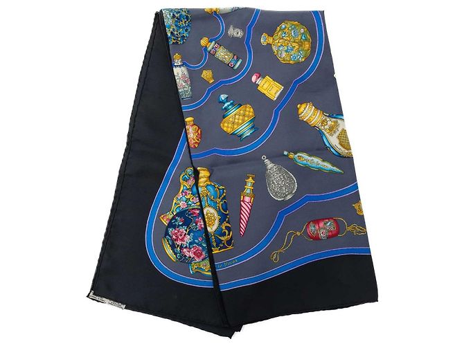 Lenço de seda Blue Hermès Qu Importe Le Flacon 90 Scarves Azul