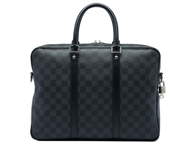 Borsa da Lavoro Louis Vuitton Damier Graphite Porte Documents Voyage PM Nera Nero