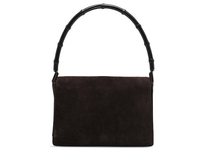 Bamboo Bolsa Gucci de camurça marrom com alça de bambu