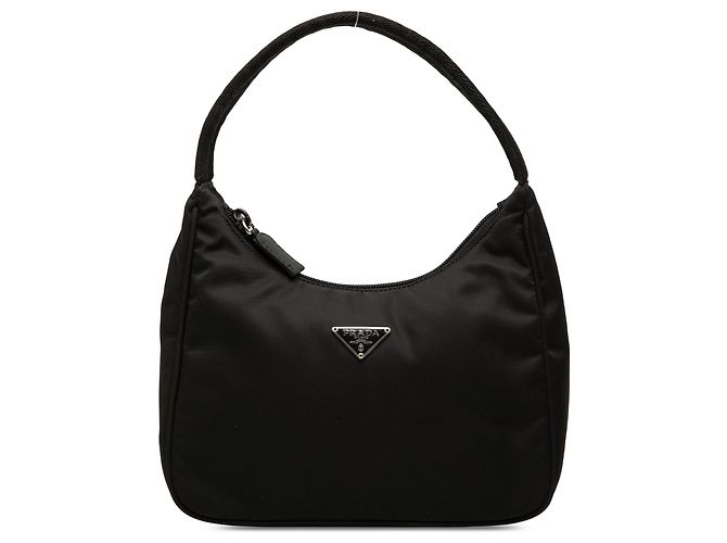 Bolsa de Ombro Mini Tessuto Sport Prada Preta Preto