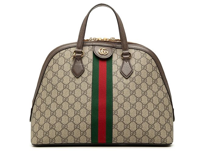 Bolsa Satchel Gucci Ophidia Web Medium GG Supreme Bege