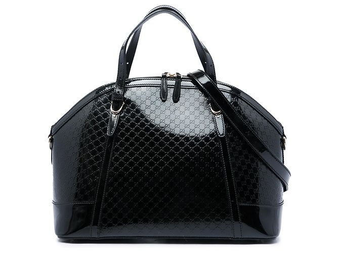 Bolso Dome Nice Large Microguccissima de charol negro Gucci