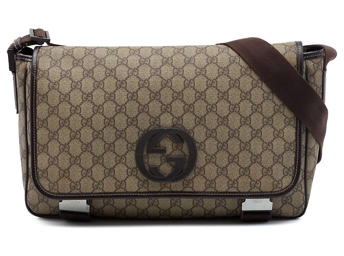 Borsa a tracolla Gucci GG Supreme Interlocking G beige