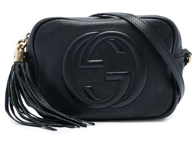 Borsa a tracolla Soho Disco Gucci in pelle di vitello nera Nero