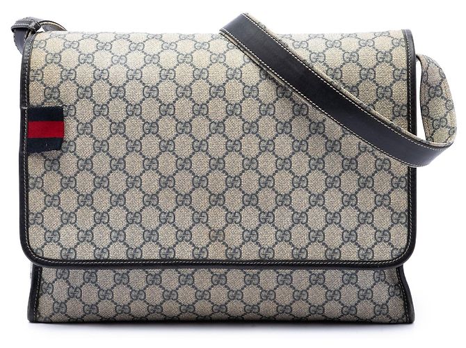 Bolsa Messenger Gucci GG Supreme Web Bege