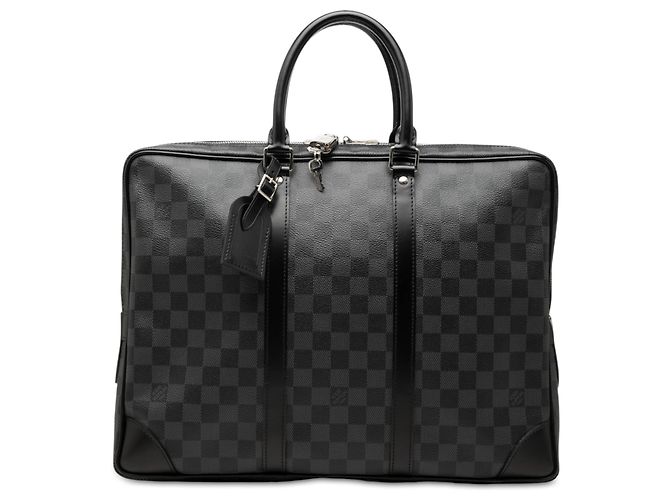 Borsa da Lavoro Louis Vuitton Damier Graphite Porte Documents Voyage PM Nera Nero