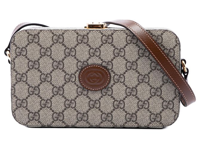 Borsa a tracolla Gucci GG Supreme Interlocking G beige